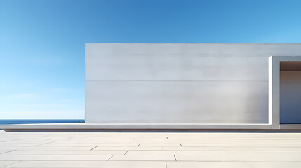 Fototapeta premium Modern concrete building under clear blue sky