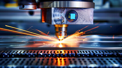 Industrial Laser Cutting Technology, Precision Manufacturing with Steel, Engineering Equipment in Action