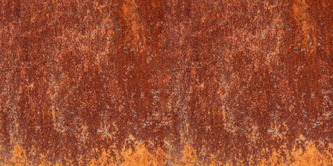 Grunge rusted metal texture. Rusty corrosion and oxidized background. Worn metallic iron panel. Abandoned design wall. Copper bar.	
