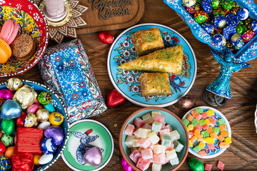 Colorful Ramadan Eid Candy and Chocolate, Traditional Ottoman Cuisine Desserts Photo, Üsküdar Istanbul, Turkiye