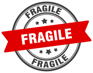 fragile stamp. fragile label on transparent background. round sign