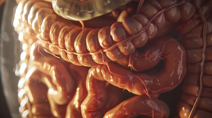 Human Digestive System Anatomy 4K Realistic Illustration - obrazy, fototapety, plakaty