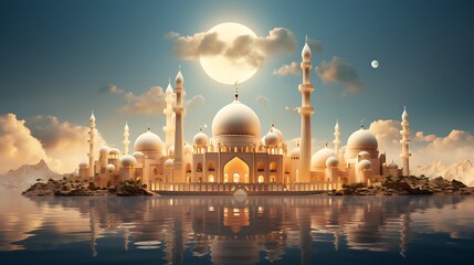 Mosque Adorned for Eid ul Fitr Festivities - obrazy, fototapety, plakaty