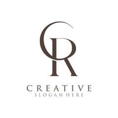 Luxury Initial CR  Monogram Text Letter Logo Design