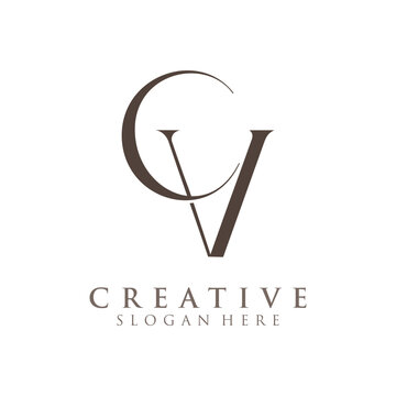 Luxury Initial CV  Monogram Text Letter Logo Design