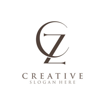 Luxury Initial CZ  Monogram Text Letter Logo Design