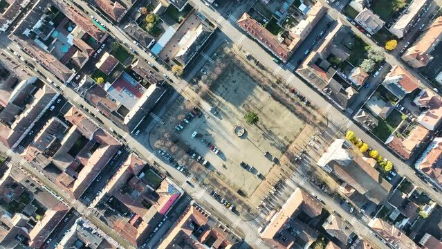 Aerial view of the fortified town of Neuf Brisach, Alsace, France.