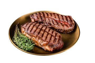 Grilled Shoulder Top Blade or Australia wagyu oyster blade beef steak.  Isolated, Transparent...