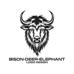 Bison-Deer-Elephant Vector Logo Design