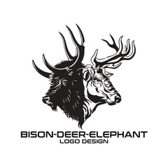 Bison-Deer-Elephant Vector Logo Design