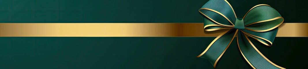 A blank golden card with dark green background and ribbon