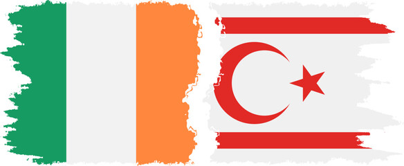 Turkish Republic of Northern Cyprus and Ireland grunge flags conne