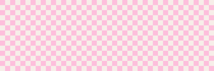 Pink Checkerboard Abstract Seamless Pattern. Popular Groovy Grid Pattern Background. Cute Print On The Wall Or The Tablecloth. Vector Illustration
