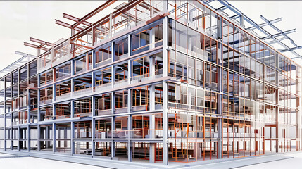 Architectural Elegance of Modern Building, Industrial Design with Metallic Structure, Urban Development and Technology