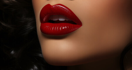  Red lips close up