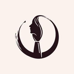brush strokes with woman silhouette vector illustration