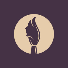 brush with woman silhouette