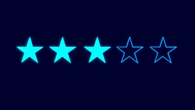 4 star rating neon animation 4k .