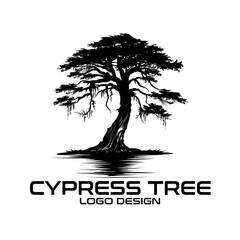 Cypress Tree Vector Logo Design