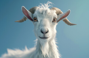 Goat looking to the camera closeup portrait 3d illustration