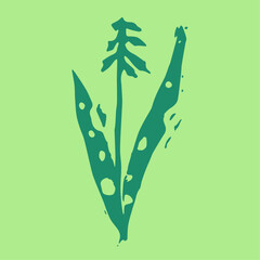 Botanical illustration, herbal emblem. Vector orchis militaris drawing. Linoleum print texture. Orchid logo design. Medicinal plants symbol design. Engraved healing herb icon. - 758769965