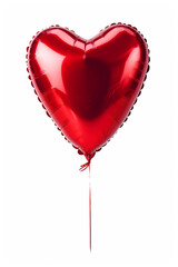 Foil plain Balloon, heart Shaped, red, matte material, isolated, white background сreated with Generative Ai