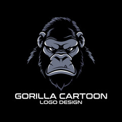 Gorilla Cartoon Vector Logo Design