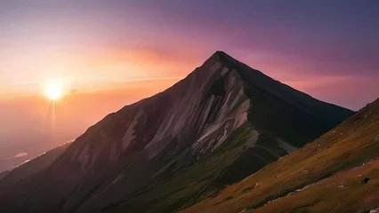 Gordijnen sunset over the mountains © ehtasham