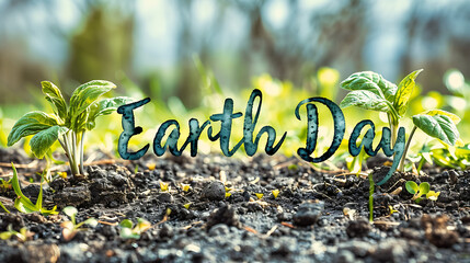 green plant background with text earth day, april 22