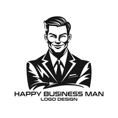 Happy Business Man Vector Logo Design