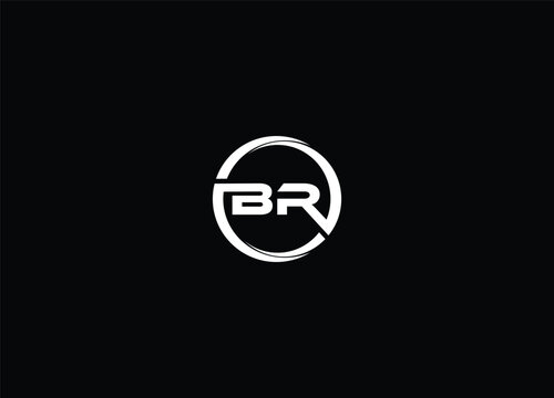 BR Logo design with circle frame line vector icon design