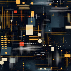 Abstract different textures seamless pattern. Backdrop of multicolored grunge shapes red, green, black