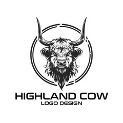 Highland Cow Vector Logo Design