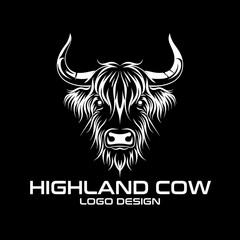 Highland Cow Vector Logo Design