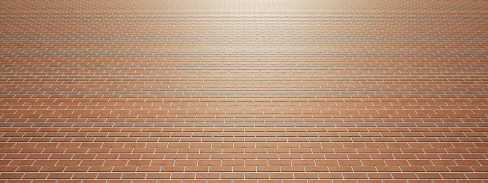 Concept or conceptual vintage or grungy brown background of brick texture floor as a retro pattern layout. A 3d illustration for construction, architecture, urban and interior design