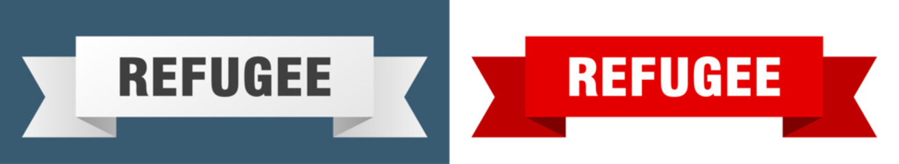 refugee ribbon. refugee isolated paper sign. banner