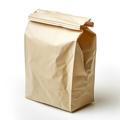 Square paper bag isolated on white сreated with Generative Ai