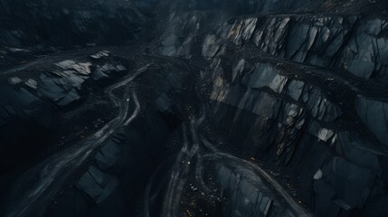 Generative AI top view, coal quarry aerial