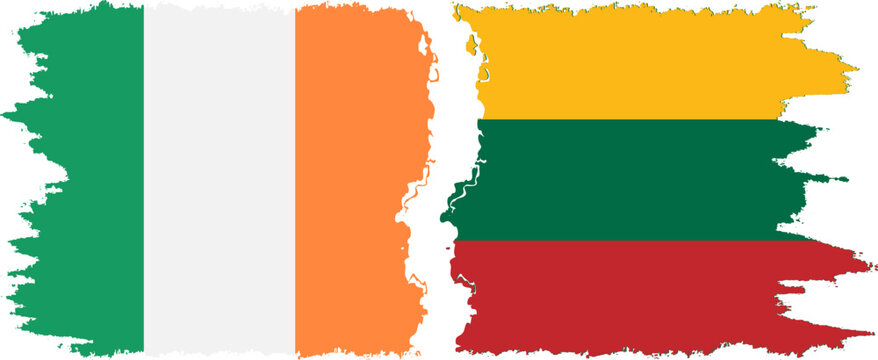Lithuania and Ireland grunge flags connection vector
