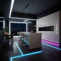 LED-lit Modern Kitchen