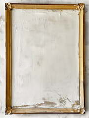A blank antique gold frame holding a white canvas