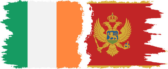 Montenegro and Ireland grunge flags connection vector