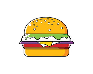 burger hand drawn emgraving simple color-8