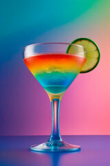Mesmerizing iridescent cocktail. Summer cocktails with dynamic lighting.