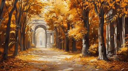 World-Heritage Alley in the Autumn Park