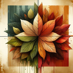  autumn graphics consisting of four parts Quadriptych,