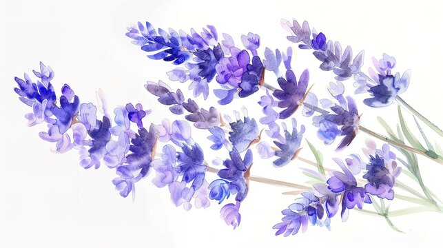 Bunch of lavender flowers on white background ,Generative ai,