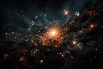 Background explosion of stars cluster takes shape in the solar system.