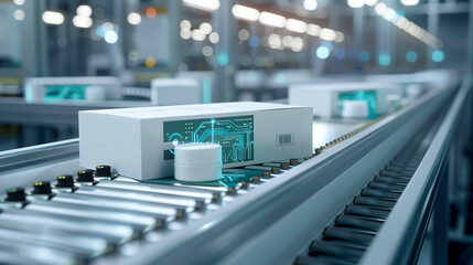 Tech-inspired White Boxes: A Circuit Board Conveyor Belt Journey