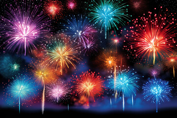 Fototapeta premium fireworks on the night sky.